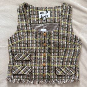 NWT Walter Baker Multicolor Tweed Vest XL